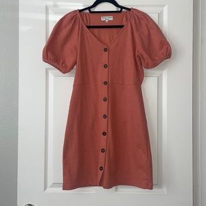 Orange Madewell Button Down Short Sleeve Dress